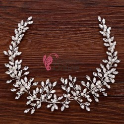 Accesoriu elegant pentru decor par AP002BB Argintiu cu cristale Argintii + 4 agrafe 